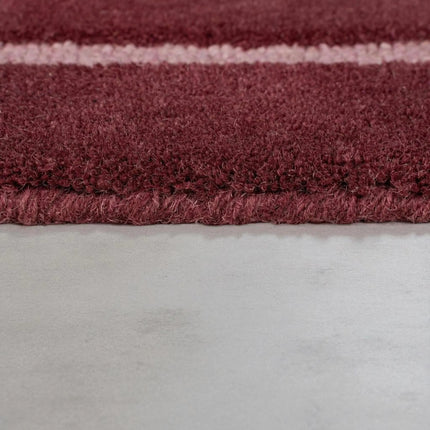 Burgundy & Rose Red Abstract Hand Tufted Wool Rug  Modern Linear Area Carpet