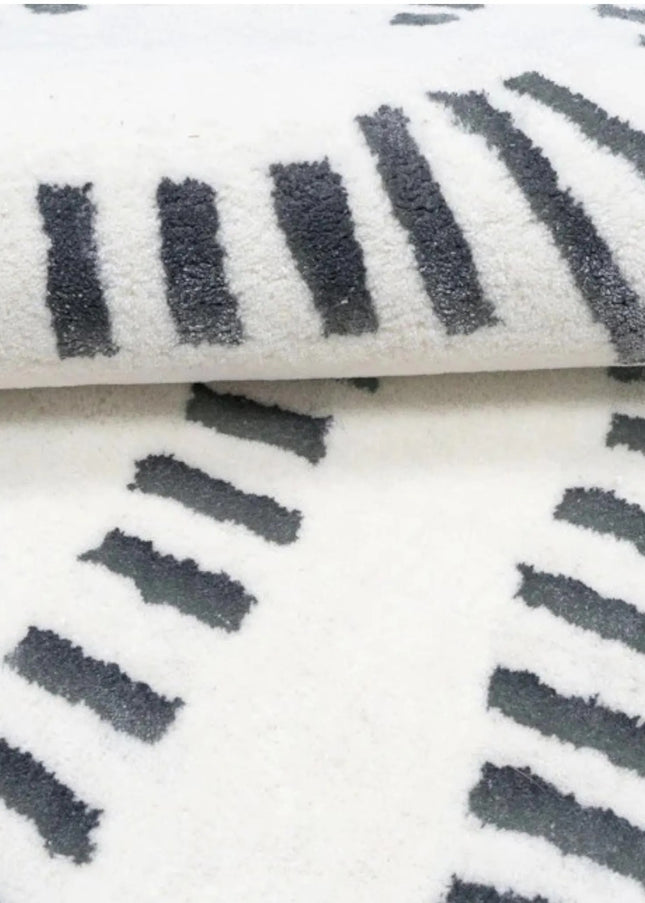 Hand Tufted Zebra Wool Rug: Black & White Modern Decor, 9x12