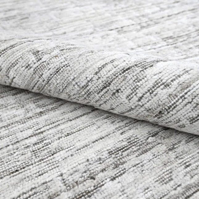 Handloomed Wool Rug | Modern Textured Taupe & White Area Carpet