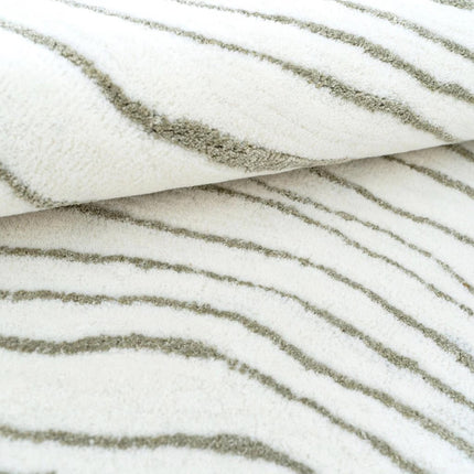 Hand Tufted Wool Abstract Waves Rug: Modern Ivory Area Rug