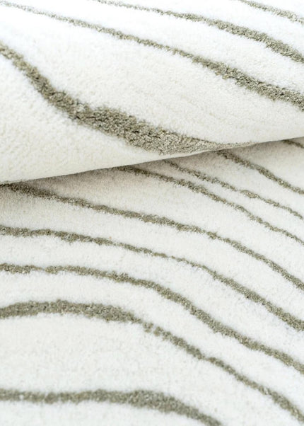 Hand Tufted Wool Abstract Waves Rug: Modern Ivory Area Rug