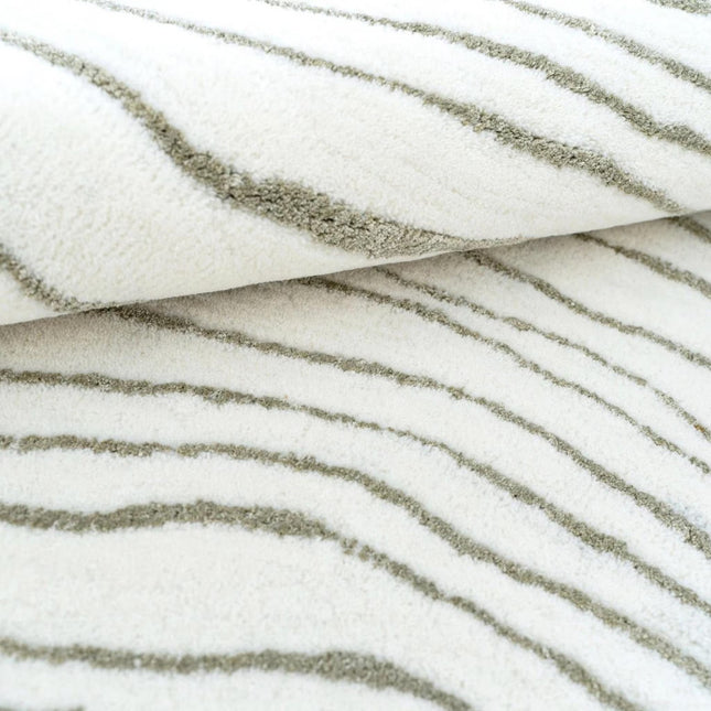 Hand Tufted Wool Abstract Waves Rug: Modern Ivory Area Rug