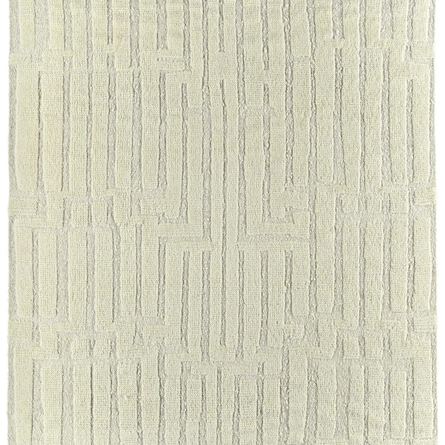 Handwoven Wool Rug: Modern Blocks Pattern, Earthy Tones, 8x10