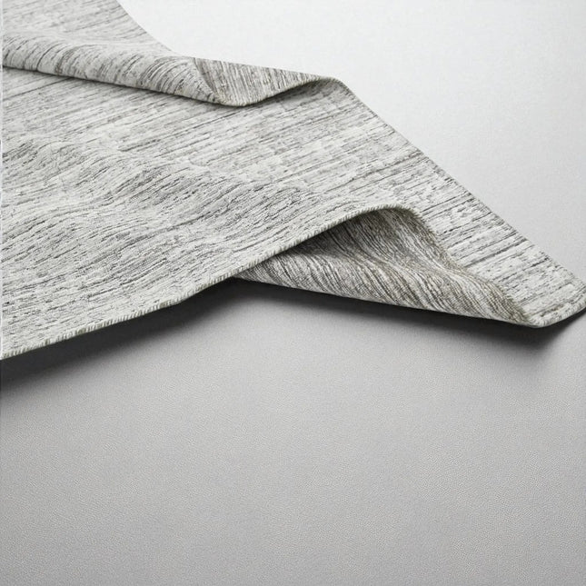 Handloomed Wool Rug | Modern Textured Taupe & White Area Carpet