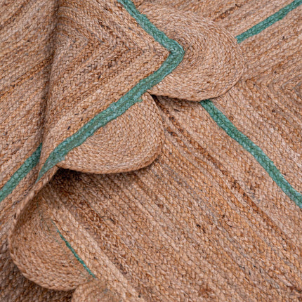 Fern Green Scallop Jute Rug: Hand Braided Boho Rug