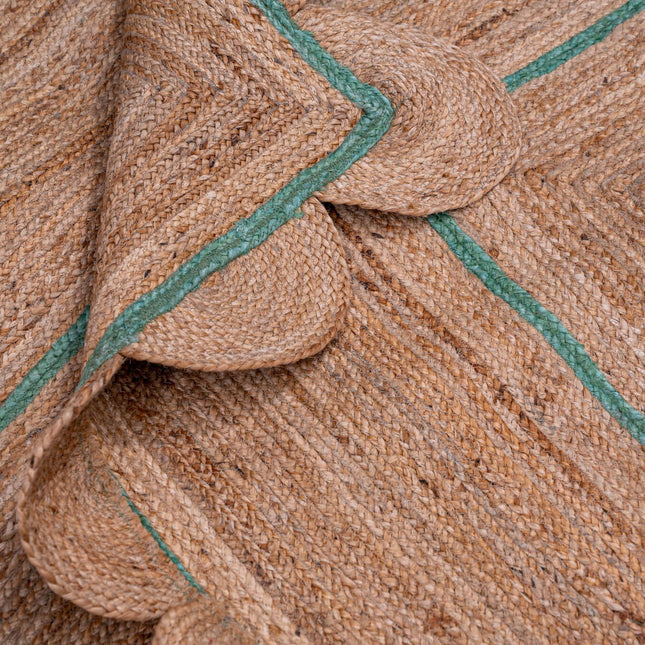 Fern Green Scallop Jute Rug: Hand Braided Boho Rug