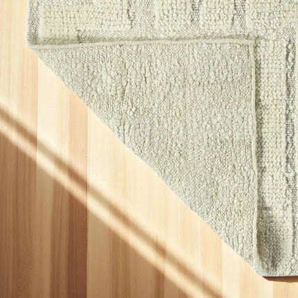 Handwoven Wool Rug: Modern Blocks Pattern, Earthy Tones, 8x10