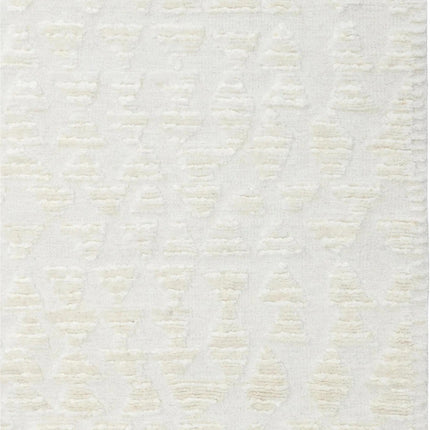 Hand Knotted Ivory Wool Rug: Textured Monochromatic Home Decor, 8x10