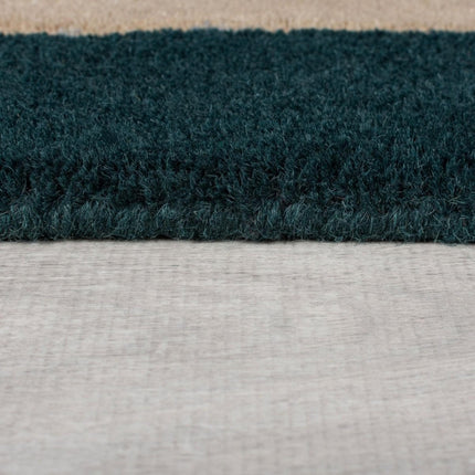 Blue & Cream Layered Square Pattern Modern Geometric Hand Tufted Wool Rug