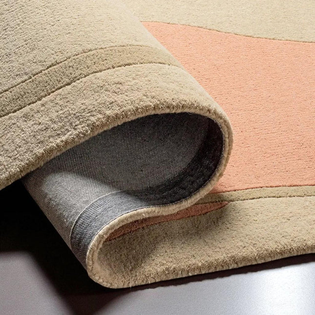 Abstract Hand Tufted Wool Rug | Modern Geometric Area Carpet in Beige, Terracotta & Blush Tones