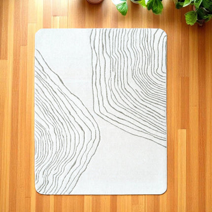 Hand Tufted Wool Abstract Waves Rug: Modern Ivory Area Rug
