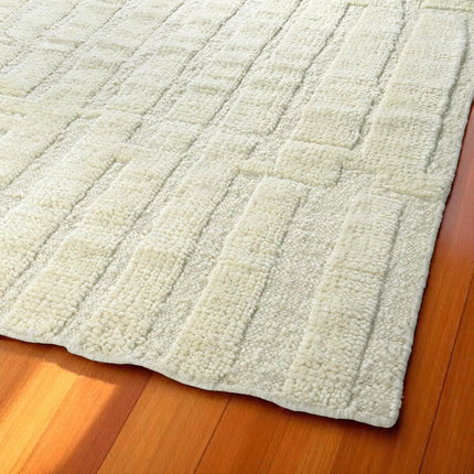 Handwoven Wool Rug: Modern Blocks Pattern, Earthy Tones, 8x10