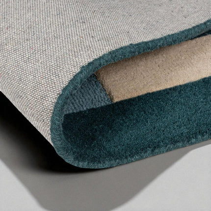 Blue & Cream Layered Square Pattern Modern Geometric Hand Tufted Wool Rug