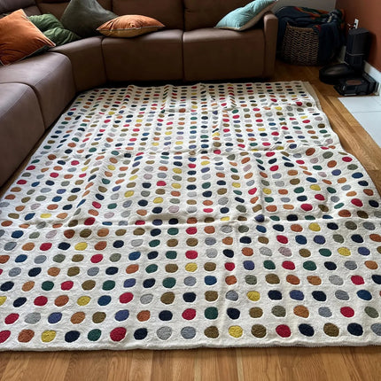 Hand Tufted Wool Polka Dot Rug: Multicolor Boho Decor