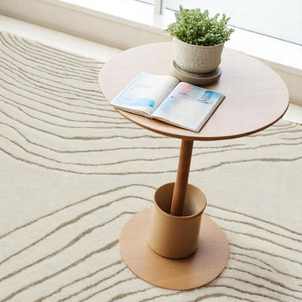 Hand Tufted Wool Abstract Waves Rug: Modern Ivory Area Rug
