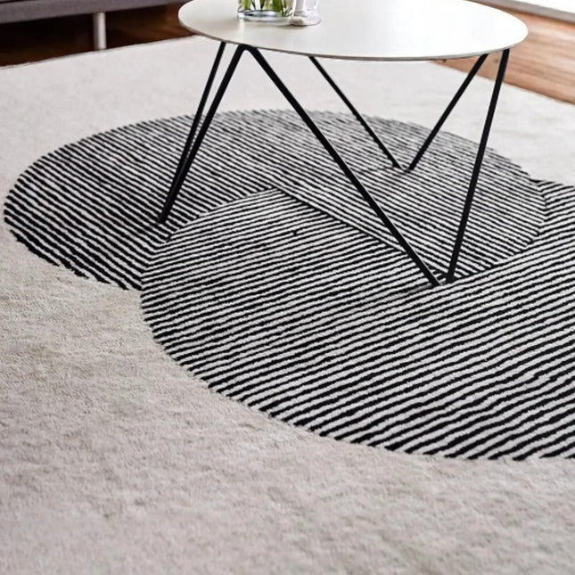 Hand Tufted Wool Area Rug: Modern Minimalist Clique Pattern