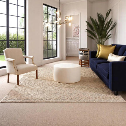Handwoven Wool Area Rug: Diamond Pattern, Mid-Century Modern