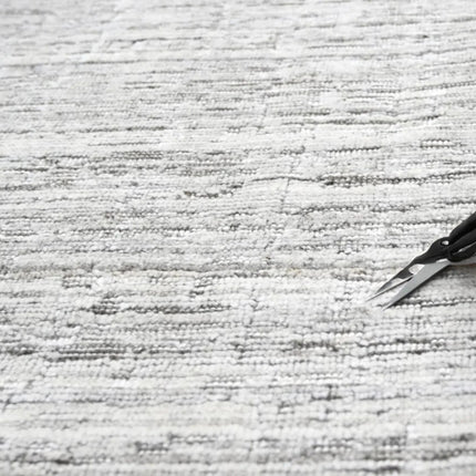 Handloomed Wool Rug | Modern Textured Taupe & White Area Carpet
