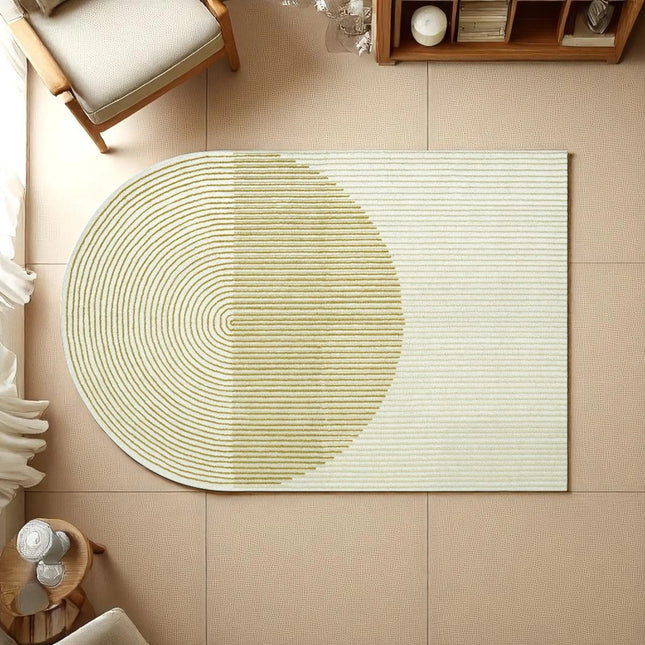 Hand Tufted Wool Semi Circle Rug: Modern Art Deco Style