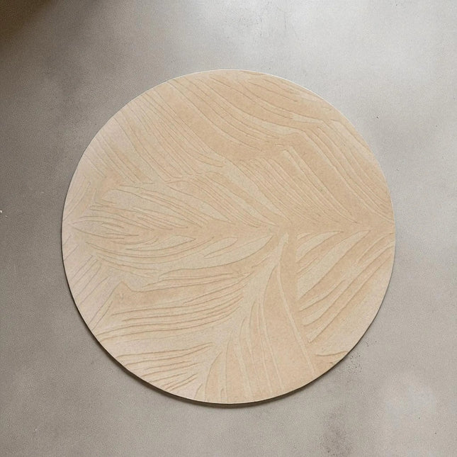 Hand Tufted Round Floral Wool Rug, Soft Beige Modern Living Room Decor