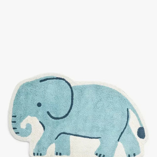 Hand-Tufted Wool Elephant Rug: Sky Blue Safari Playmat