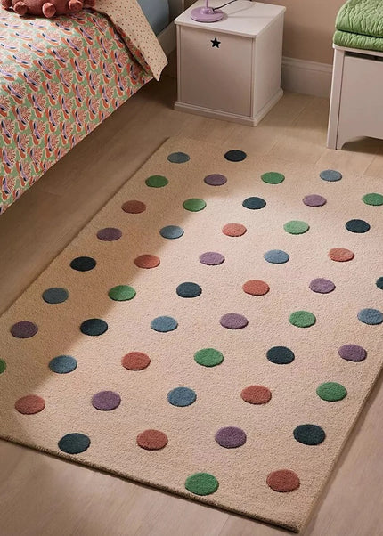 Playful Polka Dot Rug: A Colorful, Hand-Tufted Wool Playmat for Kids