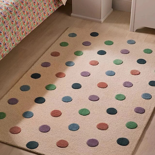 Playful Polka Dot Rug: A Colorful, Hand-Tufted Wool Playmat for Kids