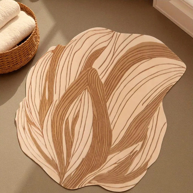 Abstract Leaf Wool Rug – Hand Tufted Textured Cozy Carpet