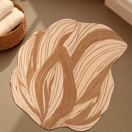 Abstract Leaf Wool Rug – Hand Tufted Textured Cozy Carpet