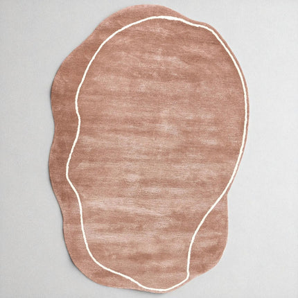 Hand Tufted Dusty Rose Irregular Shape Viscose Rug, Modern Area Rug