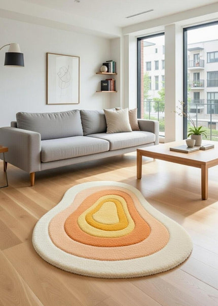 Abstract Hand Tufted Wool Rug, Amber Flow Modern Floor Carpet