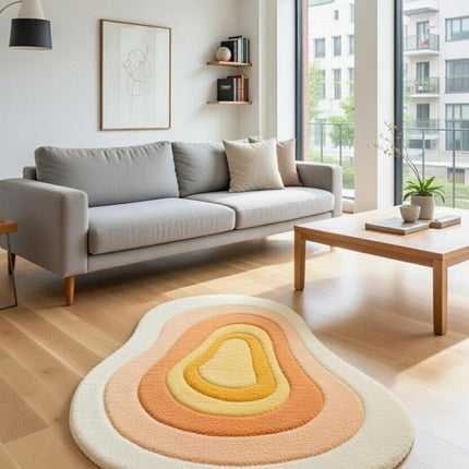 Abstract Hand Tufted Wool Rug, Amber Flow Modern Floor Carpet