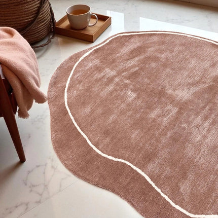 Hand Tufted Dusty Rose Irregular Shape Viscose Rug, Modern Area Rug