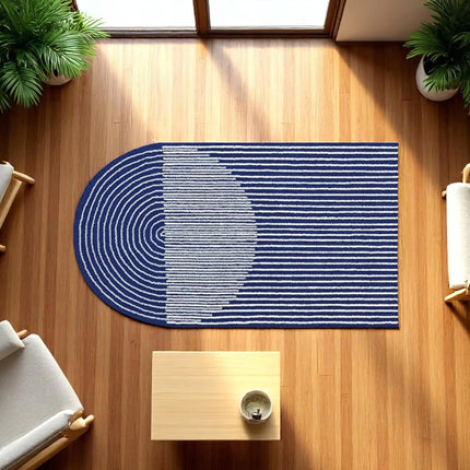 Hand Tufted Wool Semi Circle Rug: Modern Art Deco Style
