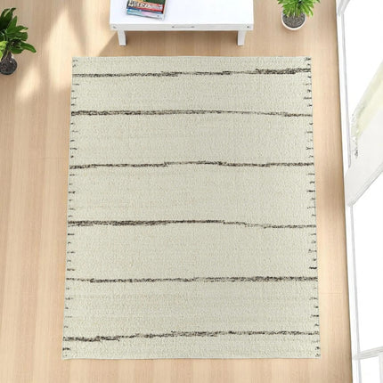 Handwoven Wool Rug: Modern Minimalist 8x10 Area Rug