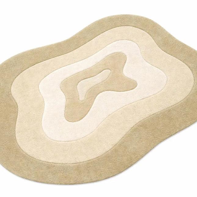 Irregular Hand Tufted Sculpted Wool Rug, Earthy Shade Modern Area Carpet For Living Room