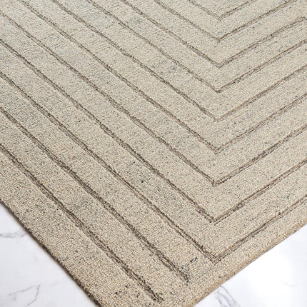 Handwoven Wool Rug: 8x10 High-Low Pile Geometric Maze Design