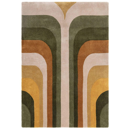 Mid-Century Hand-Tufted Wool Retro Rug: Modern Geometric 8x10 Area Rug