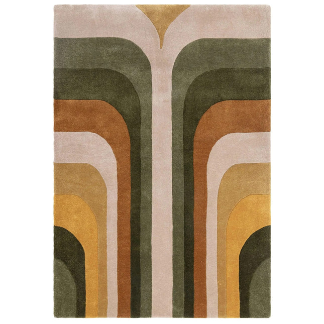 Mid-Century Hand-Tufted Wool Retro Rug: Modern Geometric 8x10 Area Rug
