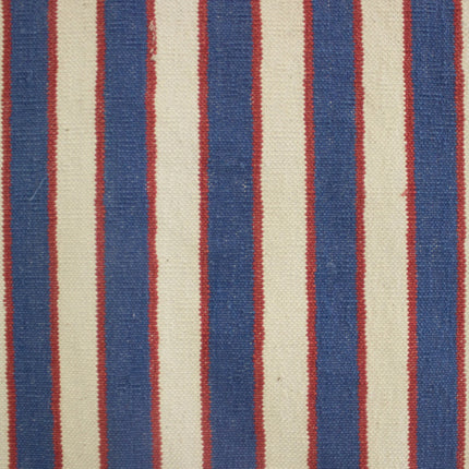 Blue Striped Handwoven Cotton Rug: Modern Reversible Kilim Runner