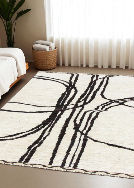Hand Knotted Beni Ourain Wool Rug: Abstract Berber Design
