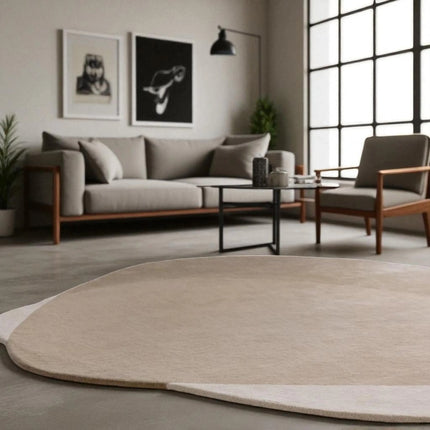 Hand Tufted Wool Rug: Irregular Abstract Design, Earthy Tones