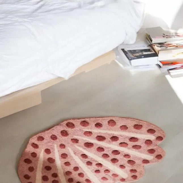 Soft Pink Shell Rug: Hand-Tufted Wool Playmat by TheGiftsConnect
