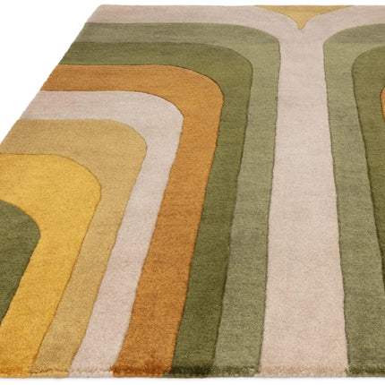 Mid-Century Hand-Tufted Wool Retro Rug: Modern Geometric 8x10 Area Rug
