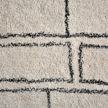 Hand Knotted Geometric Cotton Rug: Neutral Tones, Washable Area Carpet