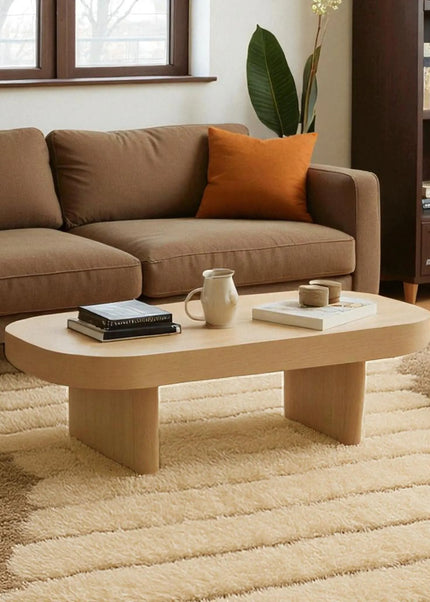 Handwoven Beige & Brown Wool Shag Rug - Modern Living Room Decor