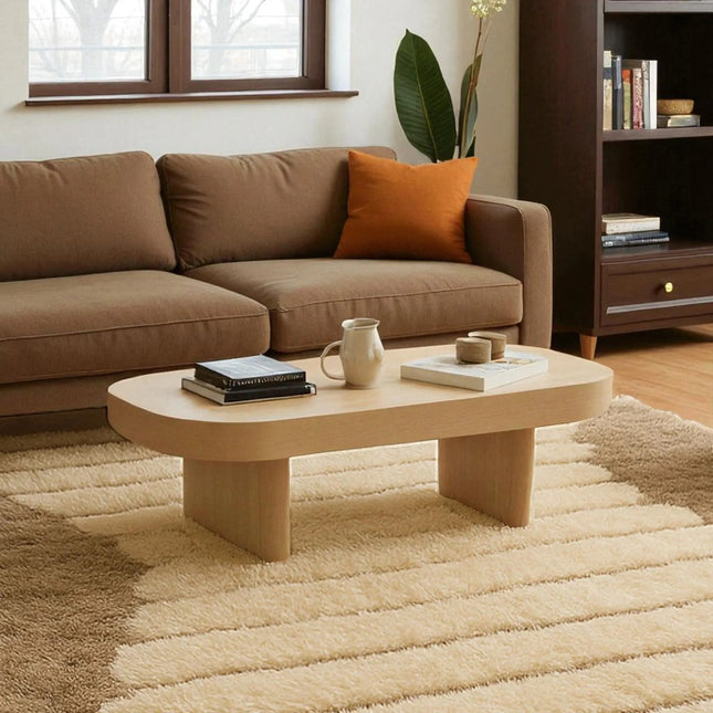Handwoven Beige & Brown Wool Shag Rug - Modern Living Room Decor