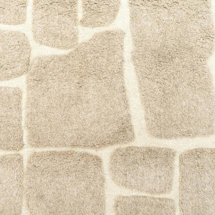 Handwoven Beige Wool Rug: 8x10 Earthy Stone Art Area Rug