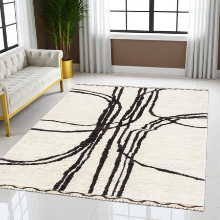 Hand Knotted Beni Ourain Wool Rug: Abstract Berber Design