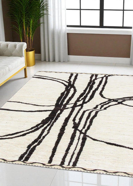 Hand Knotted Beni Ourain Wool Rug: Abstract Berber Design